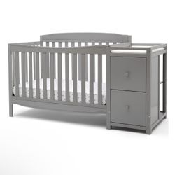 Delta Children Mason 6-in-1 Convertible Crib and Changer, Gray 