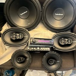 Everything But Your Amps.  Just Lowered Them Down Fifty Bucks  The Subs And The Box We’re 379. The R1s Are  Brand New Never Used  Need Em Gone Guys 