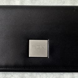 Black Leather Bi-Fold Wallet NEW
