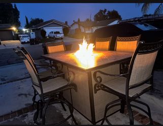 Patio set table with fire pit