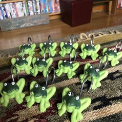 Mint - 12 Frog Shower Curtain Hooks 