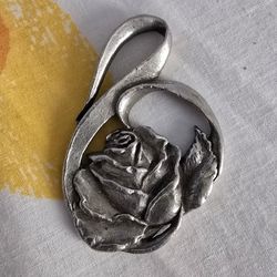Pewter ROSE Keychain Or Pendant 