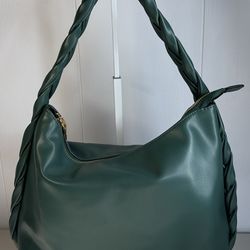 Jen & Co. Delilah Vegan Knotted Hobo bag in a green color, likely "Hunter Green"