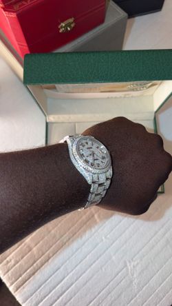 Stunning Fully Iced Moissanite Watch – Premium Silver Tone