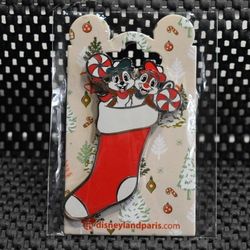 Disney Paris Chip And Dale Christmas Stocking Pin