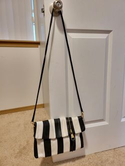 Black White Stripe Crossbody Bag 
