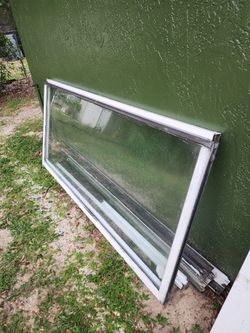 Sliding Glass Window with White Frame