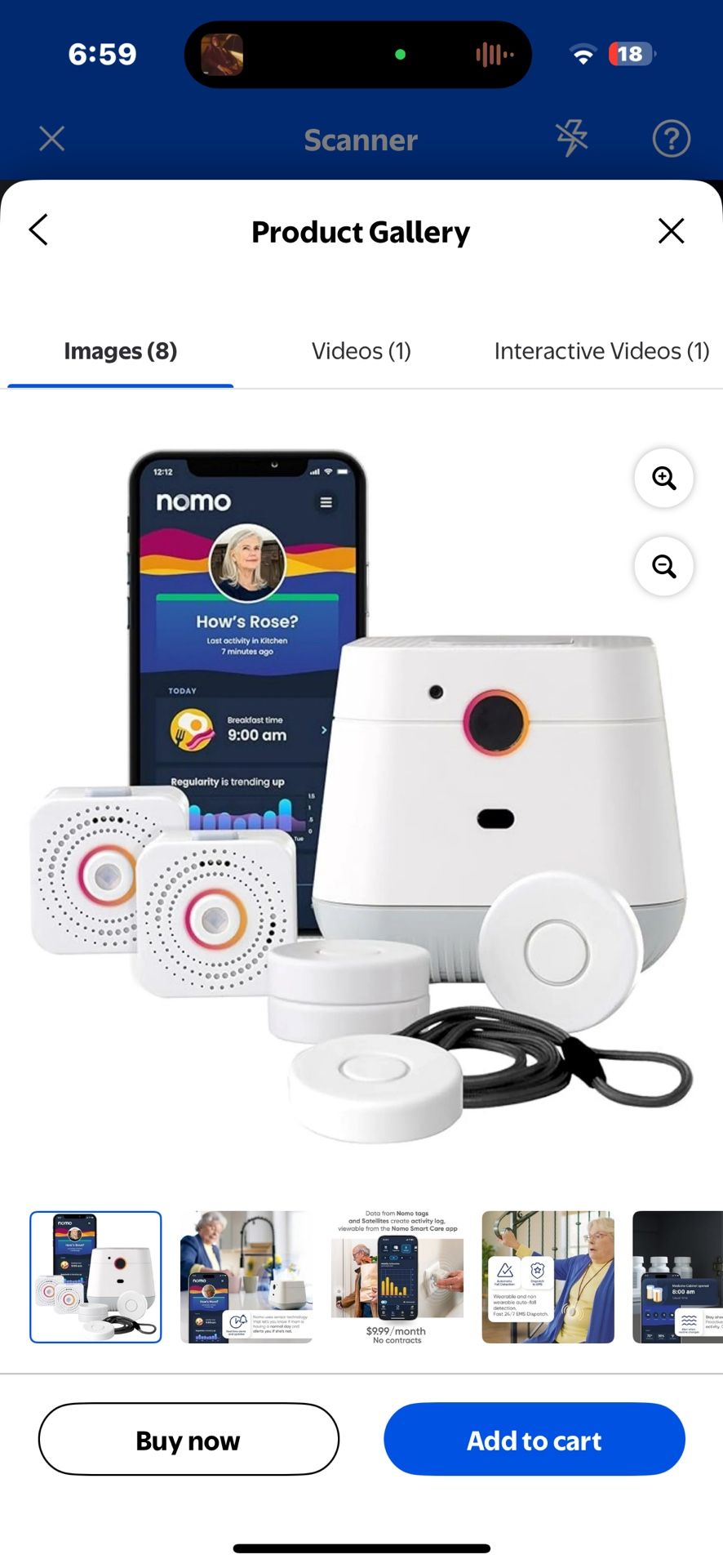 Nomo Smart Care 24/7 Medical Alert System with Fall Detection, Motion Sensors, and 911 Dispatch