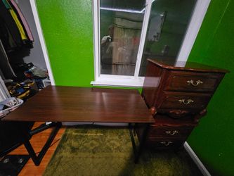 Wooden Table with 2 Nightstands