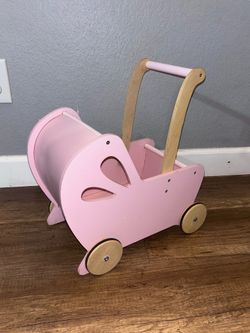 Moover Wooden Doll Stroller / Toy Pram – Pink