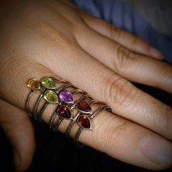 .925  Italian Fine Silver -Peridot-Amethyst-Garnet-Citrine