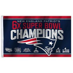 New England Patriots 6 Times Champions Flag Banner New 3x5 Ft F23