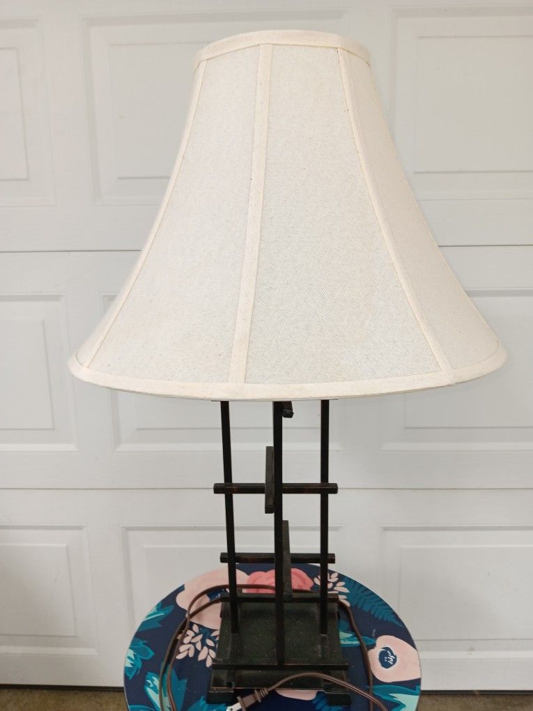 Large Metal Table Lamp - Heavy -  Made of Iron?  Can use a 3 Way bulb. 