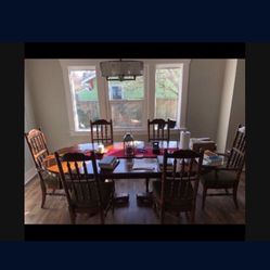 Solid Wood Kitchen Table 6 Chairs 
