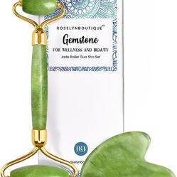 ROSELYNBOUTIQUE Gua Sha Facial Tools & Face Roller for Wrinkless Natural Skincare Tool Jade Roller Guasha Tool for Face Facial Massager (Green)
