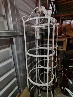 White Wrought Iron Tiered Plant Stand