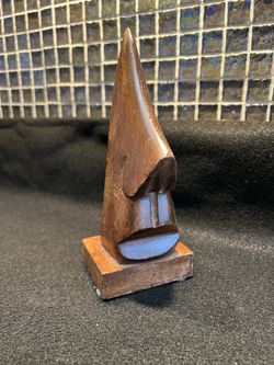 Eyeglass Holder. Carved Wood Made In India. 6.25” Tall. 