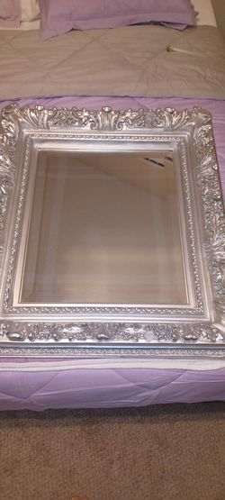 Large Silver Ornate Framed Mirror