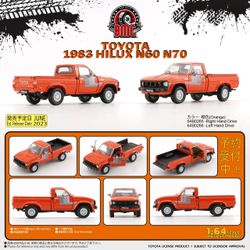 BMC 1:64 1980 Toyota Hilux N60, N70 Orange RHD 64B0265 Diecast Model