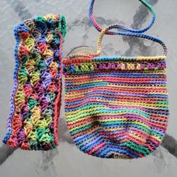 Crossbody tote bag and matching ear warmer headband 