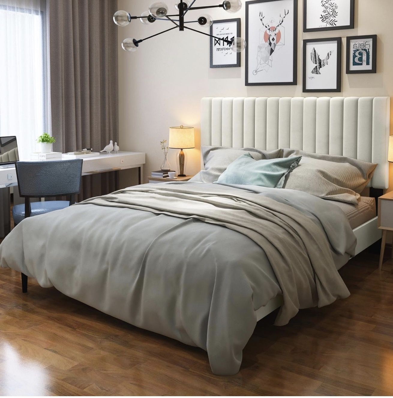 Velvet Full Bed Frame With Mattress 