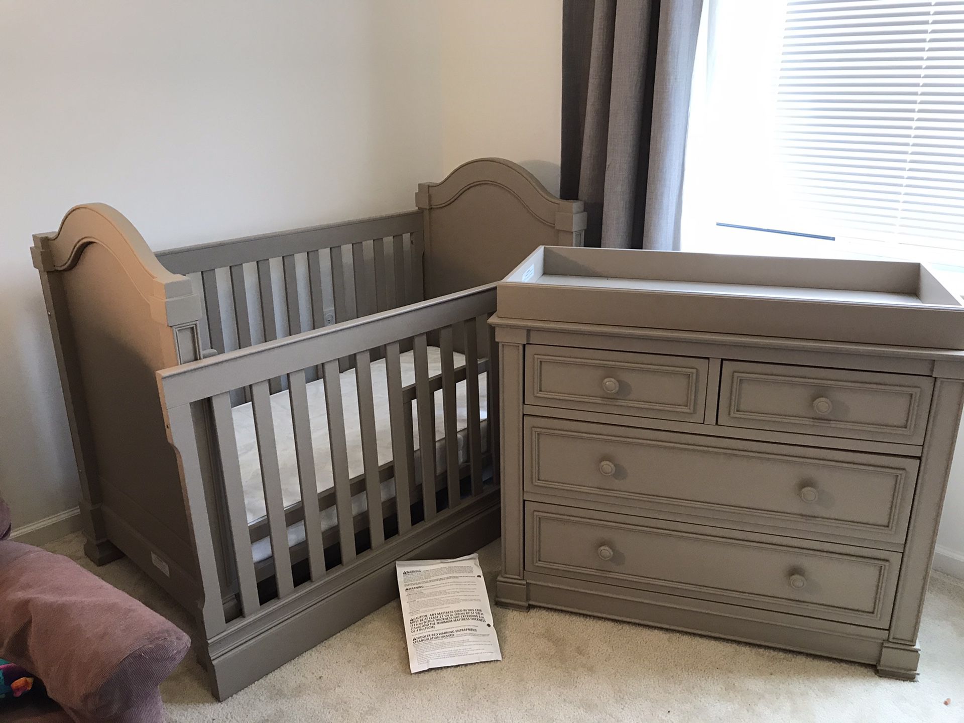 Downeast Sutton convertible Crib/Toddler Bed and convertible Changing Dresser