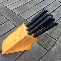 Knife Set Of Six With Wooden Block Holder 