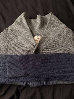 Hollister Shawl Collar Cardigan, Gray and Navy, Size S