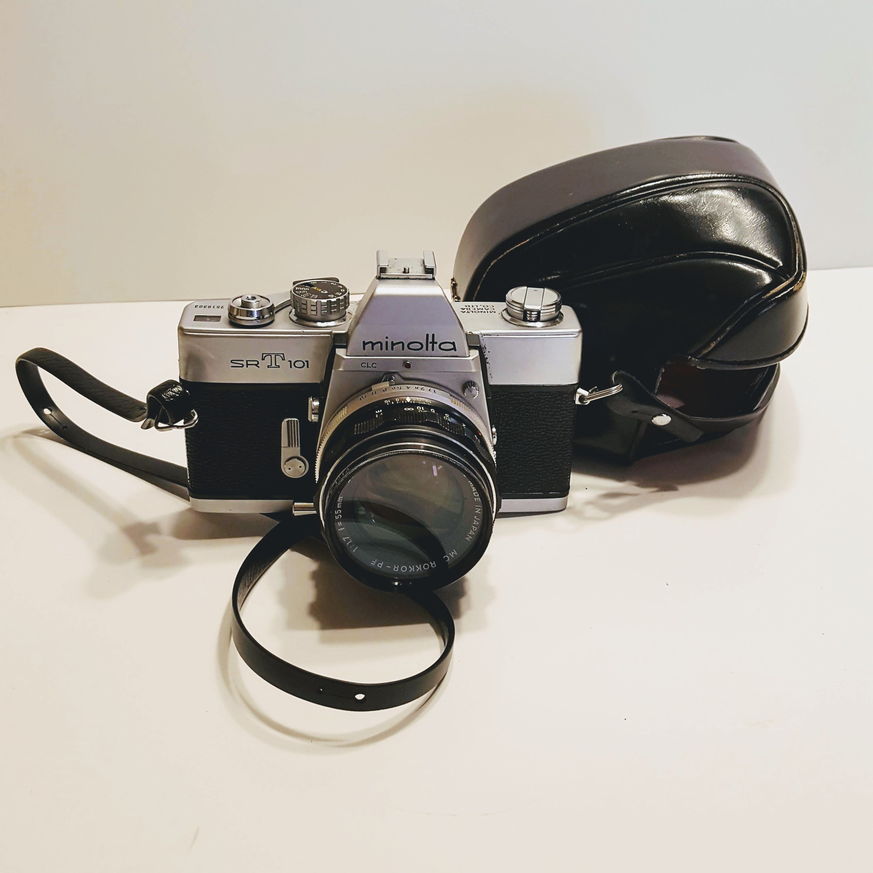 Minolta SRT101 w MC Rokkor-PF 55mm f1.7. Made in Japan. Vintage.