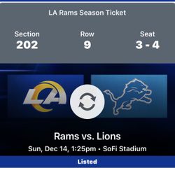 Rams Vs Lions Football Game Tickets 
