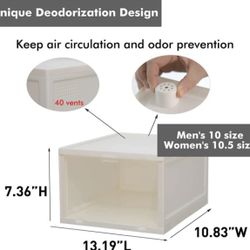 New In Box 12 Shoe Storage Box Plastic Stackable Shoe Container Off White  