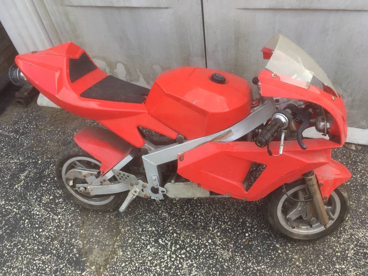 Pocket bike mini red sport motorcycle for parts or fix