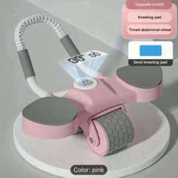 Abs Workout Wheel, Ab Roller Wheel with Timer and Phone Holder, Automatic Rebound Ab Abdominal Exercise Roller Wheel, Core Exercise Equipment for Home