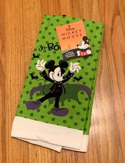 DISNEY HALLOWEEN VAMPIRE MICKEY MOUSE POLKA DOT BOO HAND DISH TOWEL SET DECOR