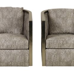 Pair of Bernhardt Silvered Fleur Swivel Tub Chairs - Retail: $5200