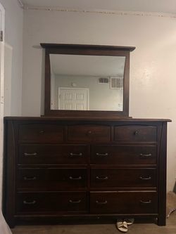 Dark Wood Dresser with Mirror