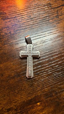 Dark Metal Cross Pendant with Stone Accents