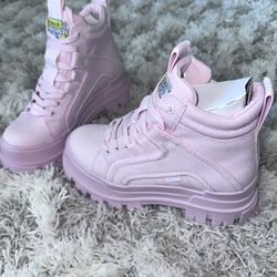New Pink Combat Boots Size 6 1/2