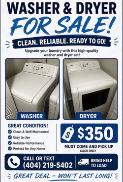 Washer and dryer for sale