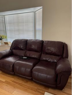 electric reclining leather couch