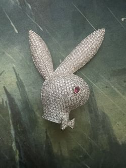 Stainless Steel Cz Bling Playboy Bunny Pendant