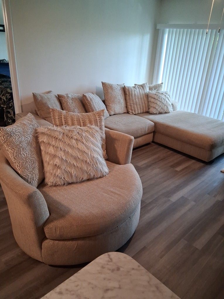 2 Piece Couch Sectional And Spin Chair