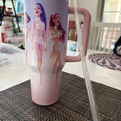 40oz insulated tumbler with handle and straw lid, leak-proof stainless steel vacuum travel water bottle/coffee cup.