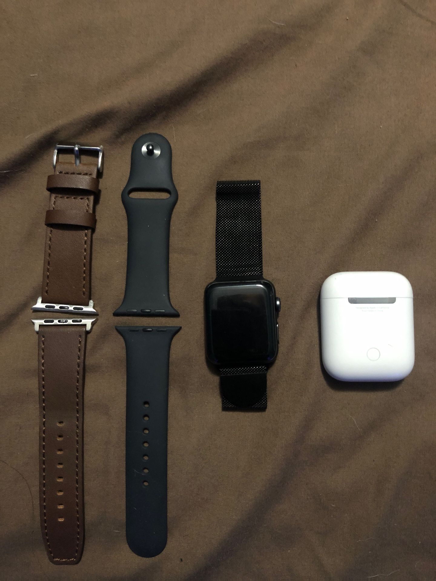 Apple Watch series 3 with 3 bands and AirPods