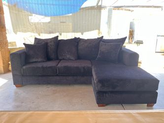 Black Fabric Sofa With Reversible Chase