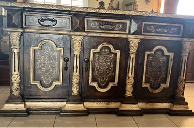 Hand painted carved Sideboard