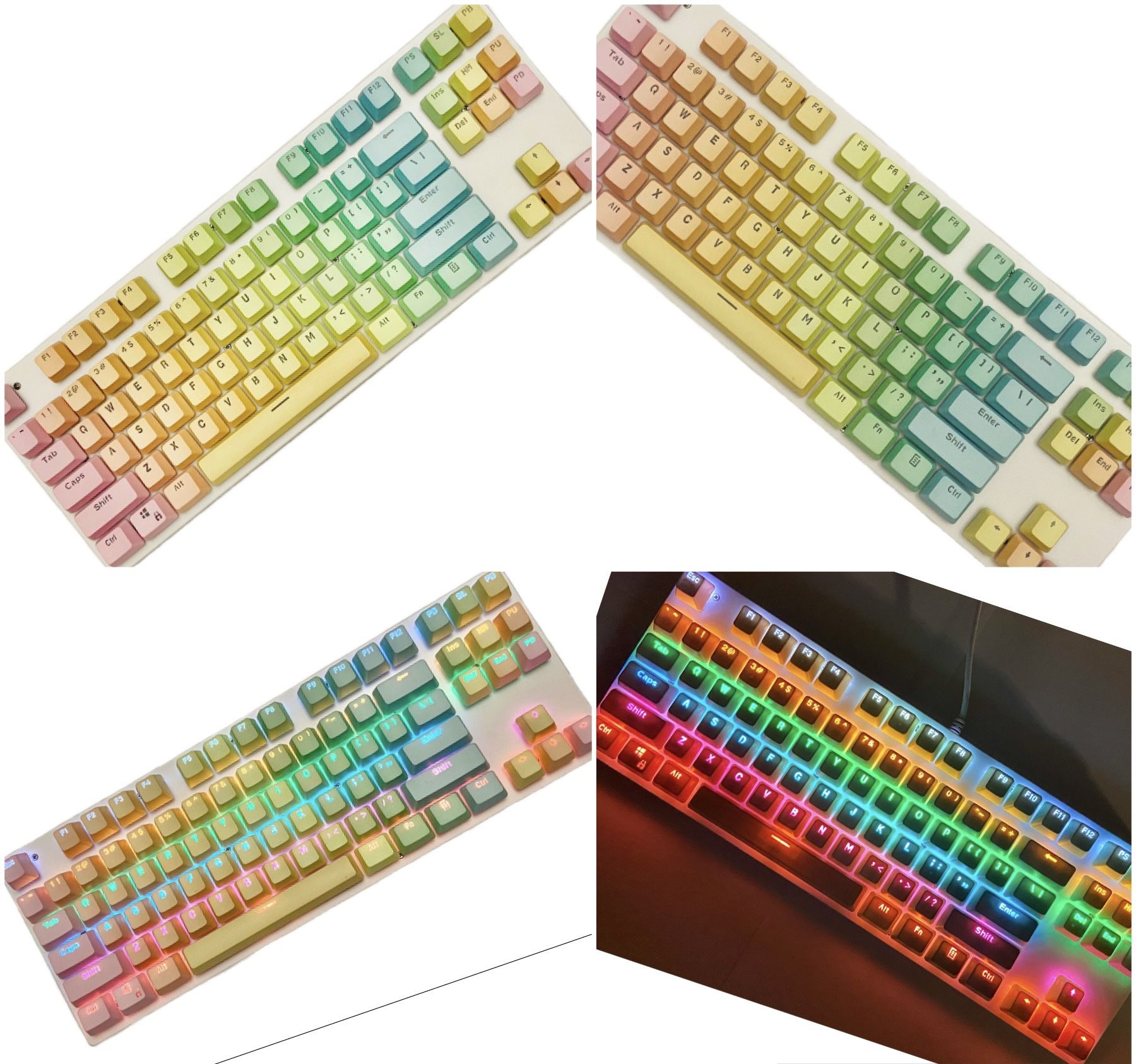 Rainbow Ombré Fade Key Caps Mechanical Gaming Keyboard with RGB LED Rainbow Backlit K550 New