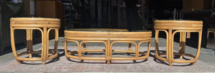Vintage Bamboo Coffee & Side Tables 