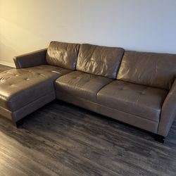 Brown Leather Sectional Couch