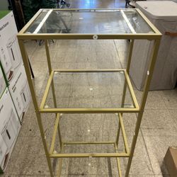 VASAGLE 4-Tier Bookshelf Slim Shelving Unit w/ Tempered Glass - Gold